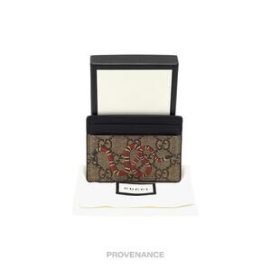 🔴 Gucci GG Supreme Card Holder Wallet - Kingsnake Brown